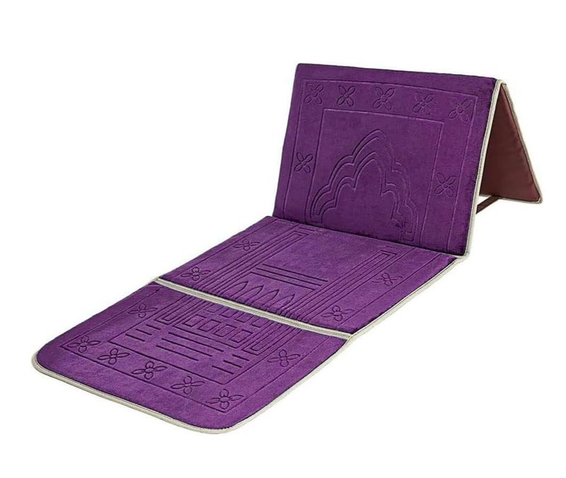 Foldable Islamic Praying Mat with Back Rest Prayer Rug with Carrying Bag Portable Cushioned Prayer Rug for Salah Size 110 X 53 Cm
